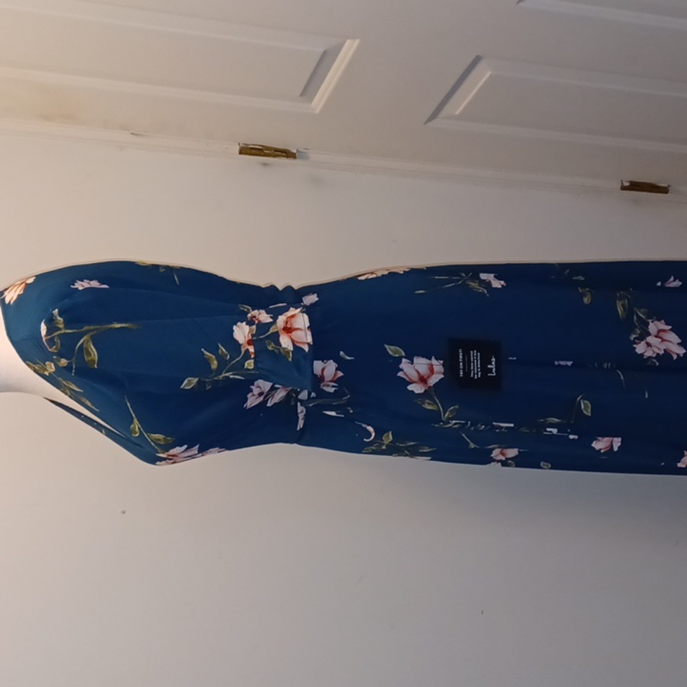 Lulu's Teal Floral Maxi Dress - Picture 4 of 8
